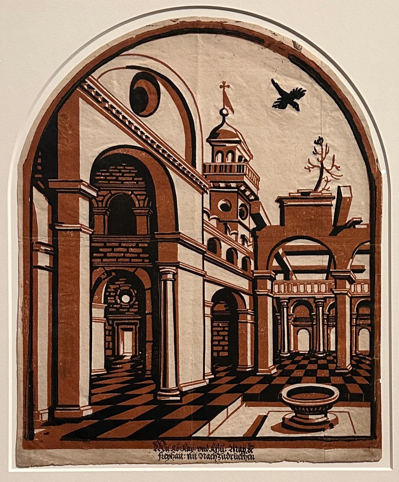 Xilografia chiaroscuro da due blocchi in marrone rossastro e nero su carta. Erasmus Loy, Fantastical Square, ca. 1550. Collezione Georg Baselitz