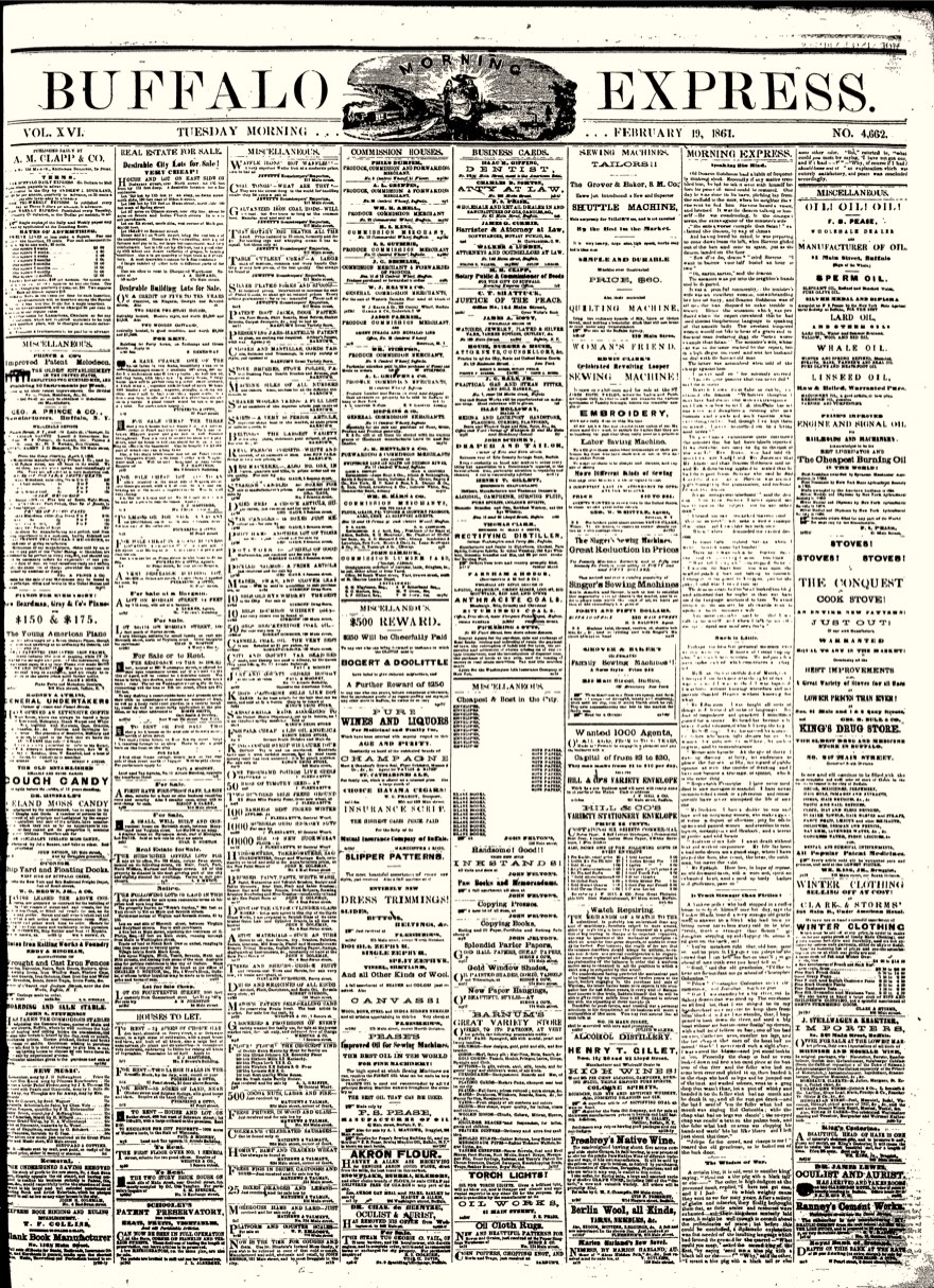The Buffalo Express, where Joseph Nelson Larned reported on the inaugural train