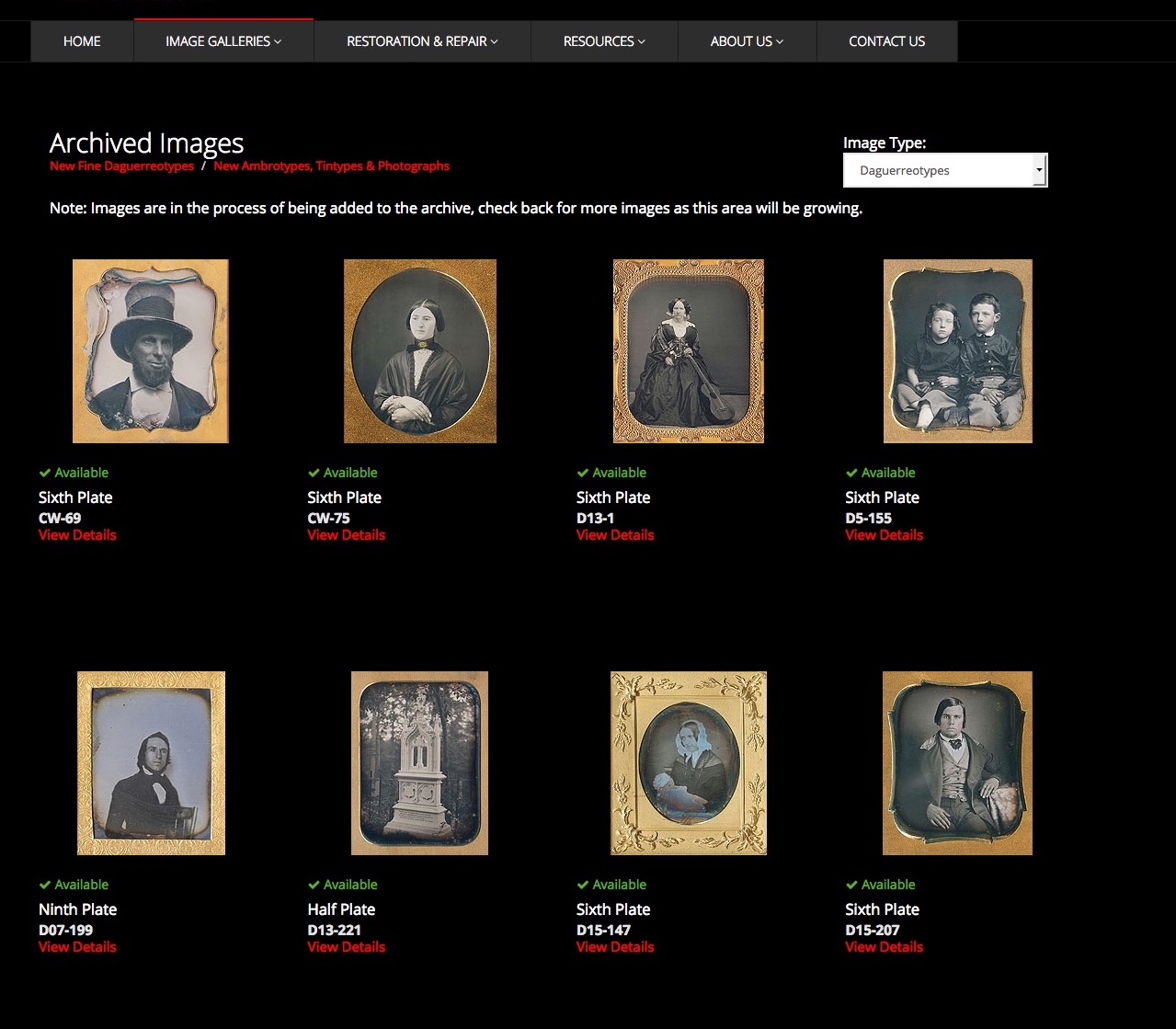 Original online listing describing the subject daguerreotype, screenshot