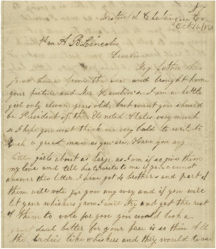 Grace Bedell's letter to Abraham Lincoln, 15 October 1860