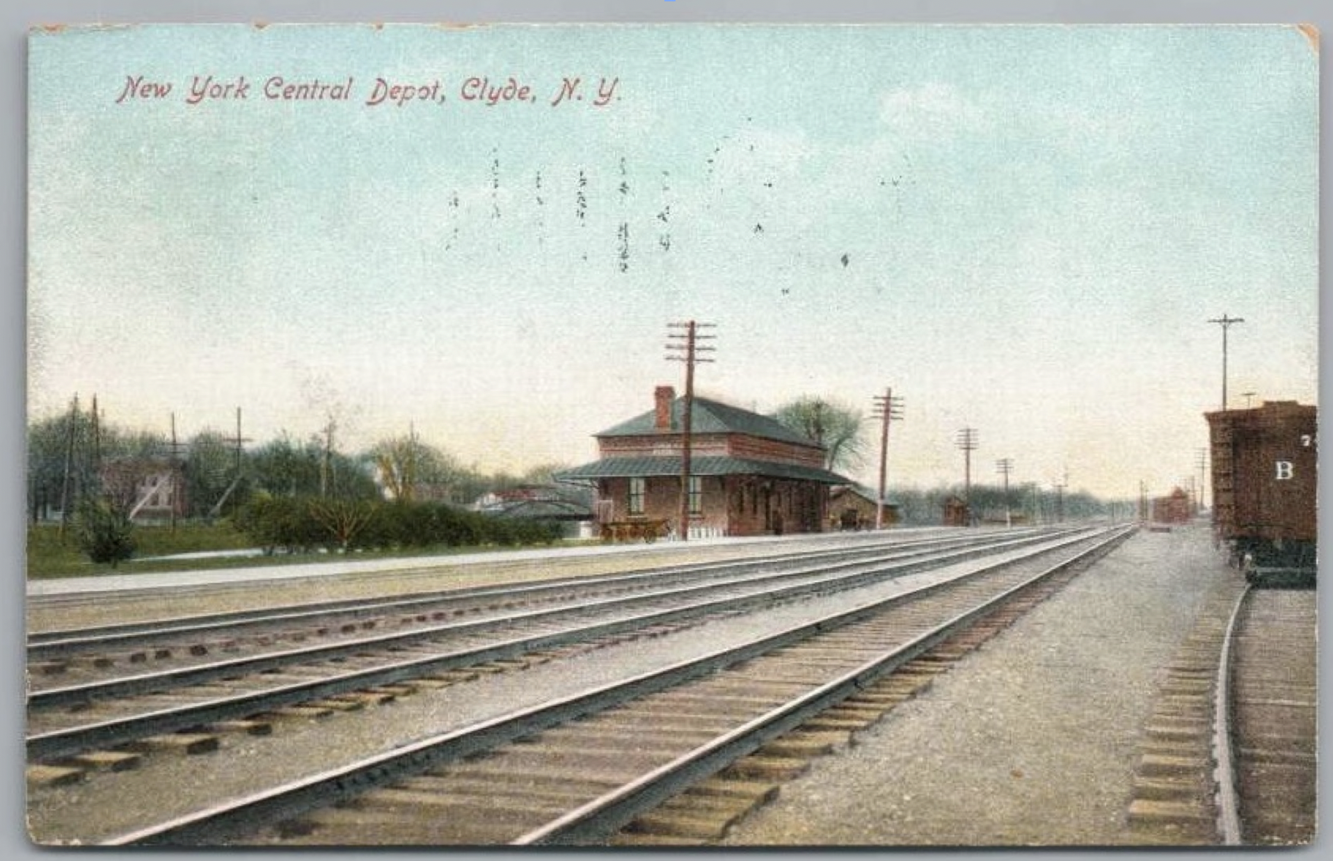 Clyde, Passengers Depot, detail of a postcard, ca. 1910