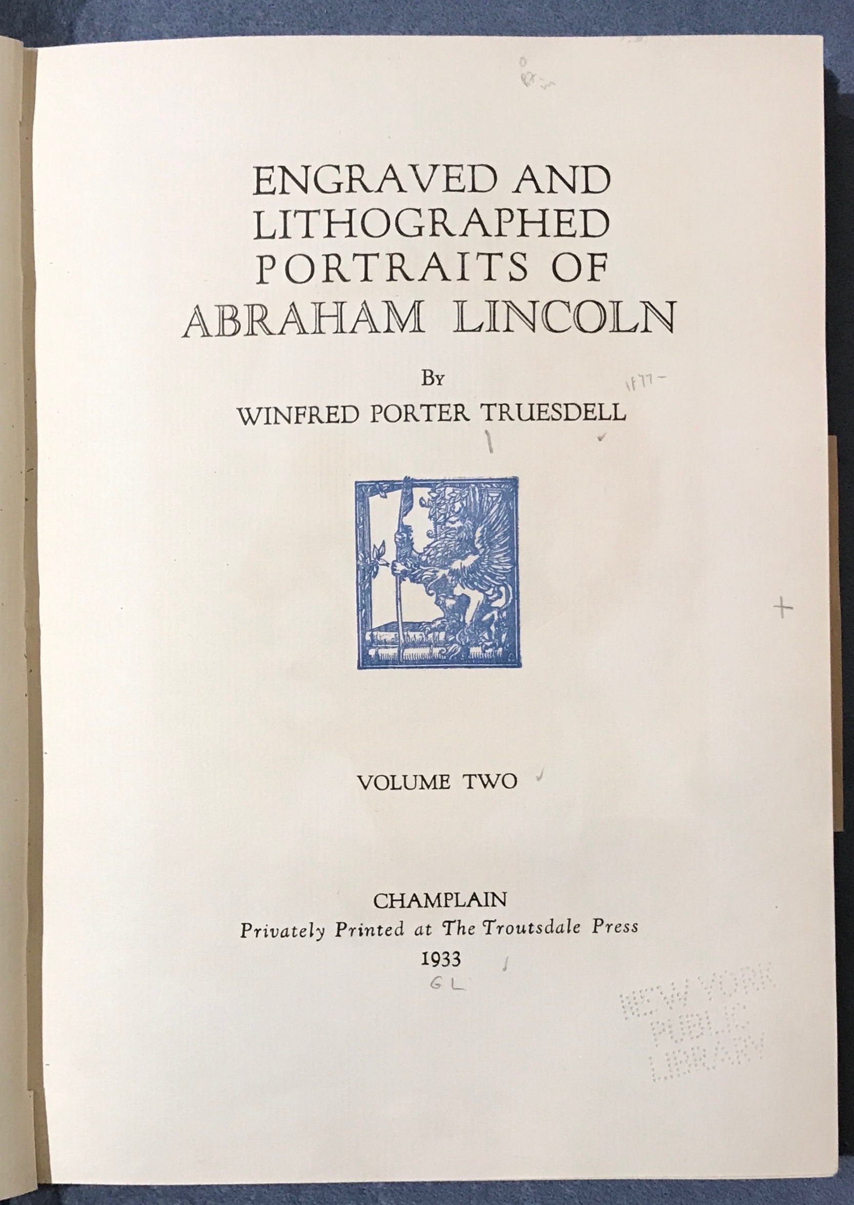 Truesdell, Volume 2, 1933, title page of an extremely expensive publication