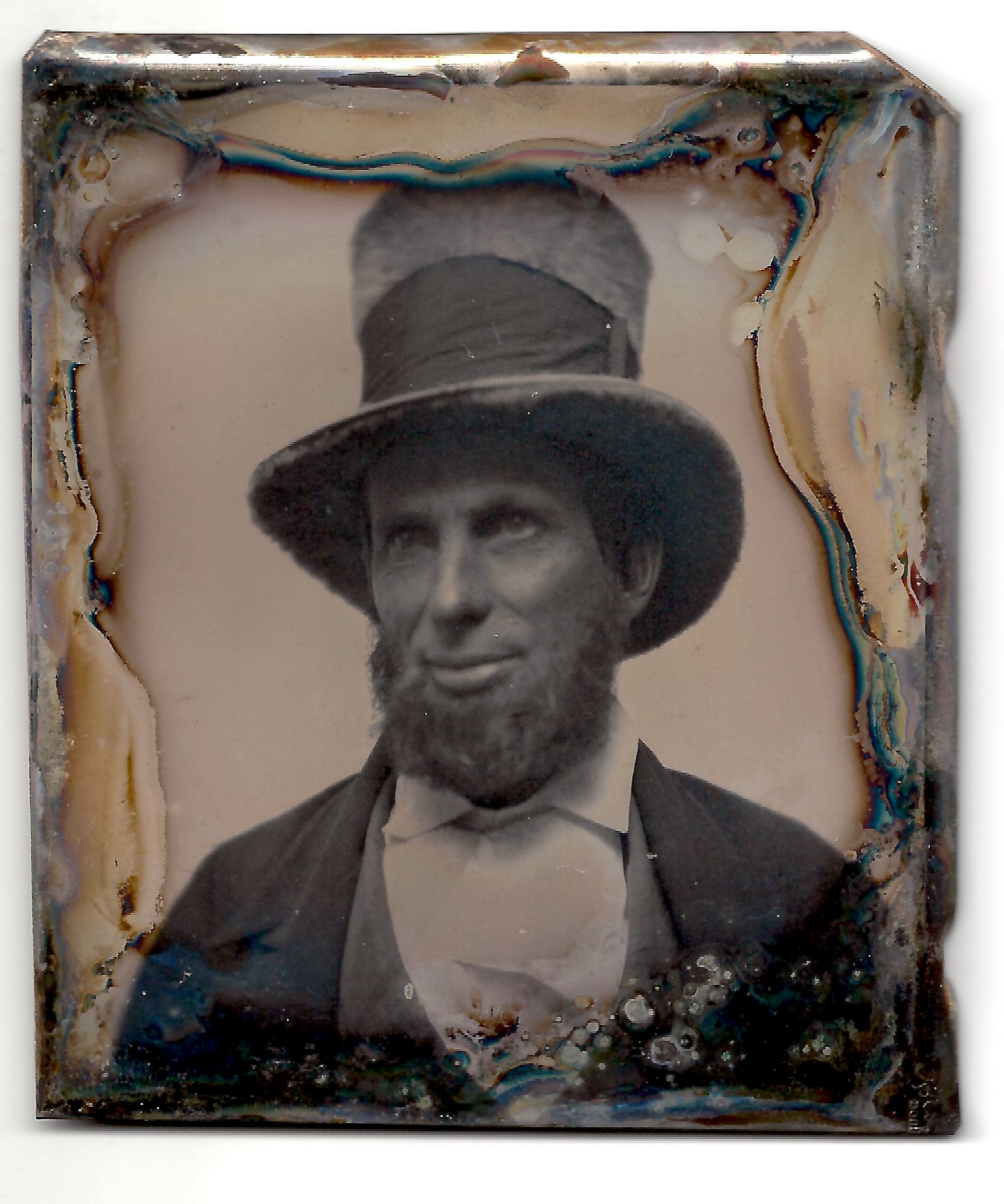 Subject daguerreotype, beaver stovepipe in high definition