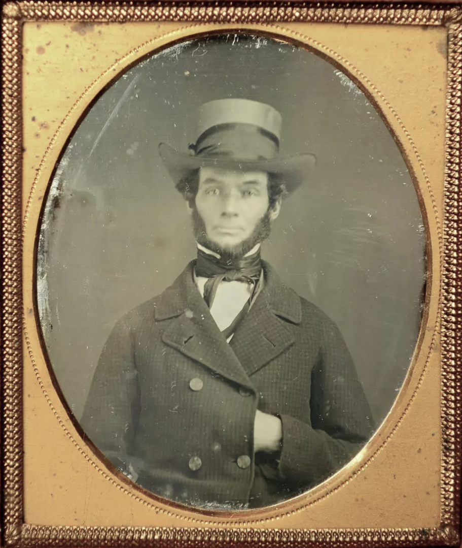 Young-Orleman sixth-plate daguerreotype, 2014, mounted behind a gold-coloured oval mat